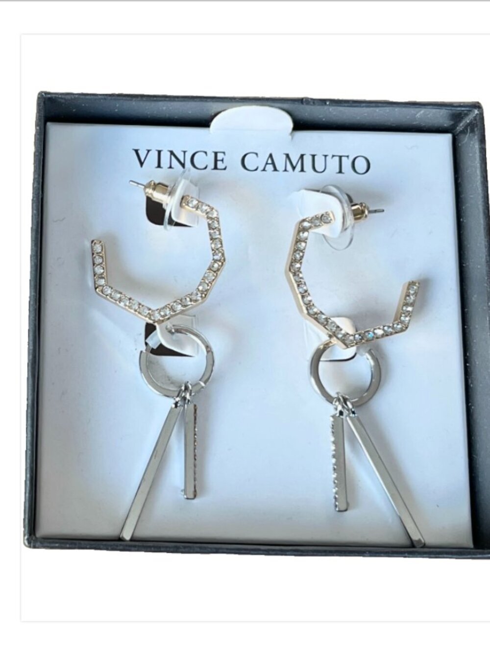 Vince Camuto Earrings Gift Set 2 Pair Gold Silver Rhinestone NIB